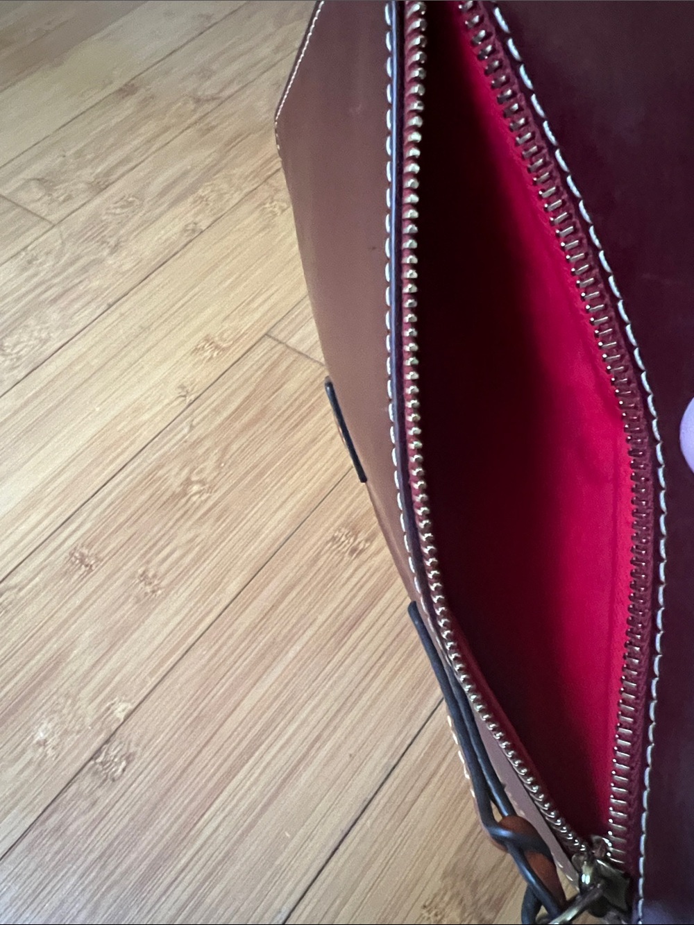 Dooney & Bourke Crossbody Bag - Tan/Burgundy Merlot Color - Picture 8 of 8